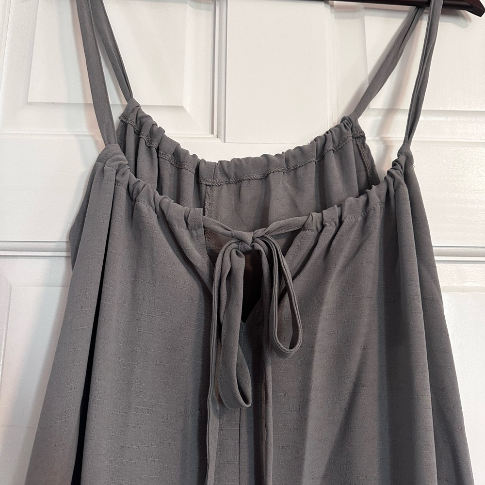 Gray Sleeveless Romper with Tie Detail